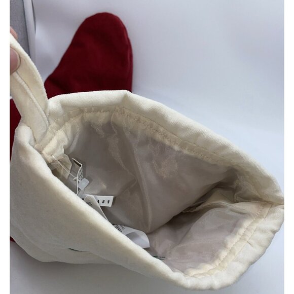 Pottery Barn Mom Velvet Christmas Stocking Holiday Monogrammed Red Cream 19 inch - Picture 9 of 10